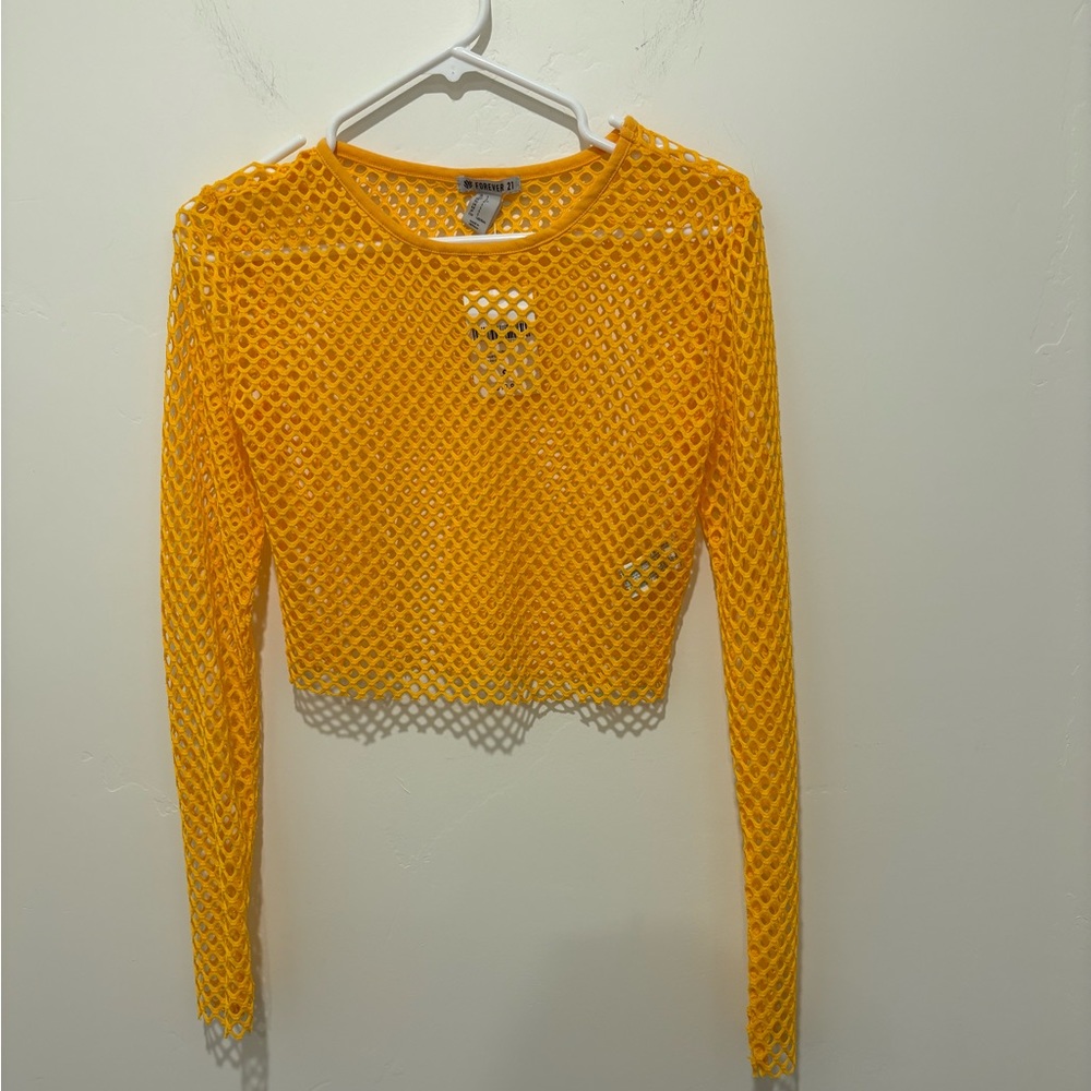 Nwt forever 21 crop net shirt
